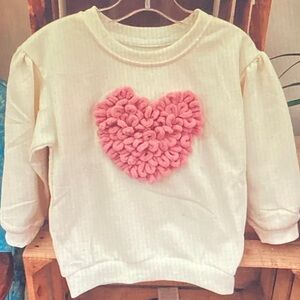 Cozy Cream Sweatshirt with Pink Heart